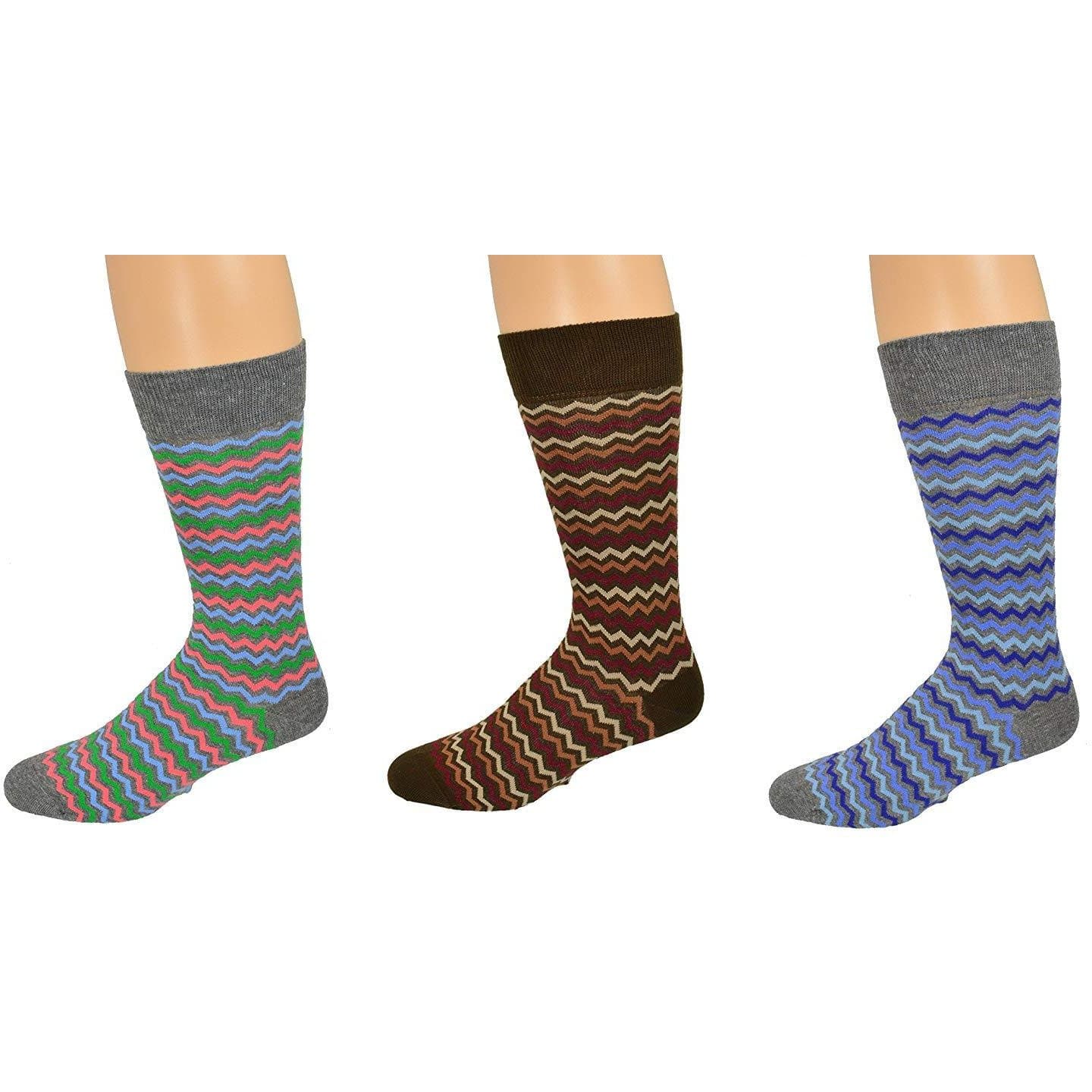Sierra Socks Men's Casual Cotton Blend Fashion Design Mid Calf Dress Crew Socks, 2 or 3 Pairs