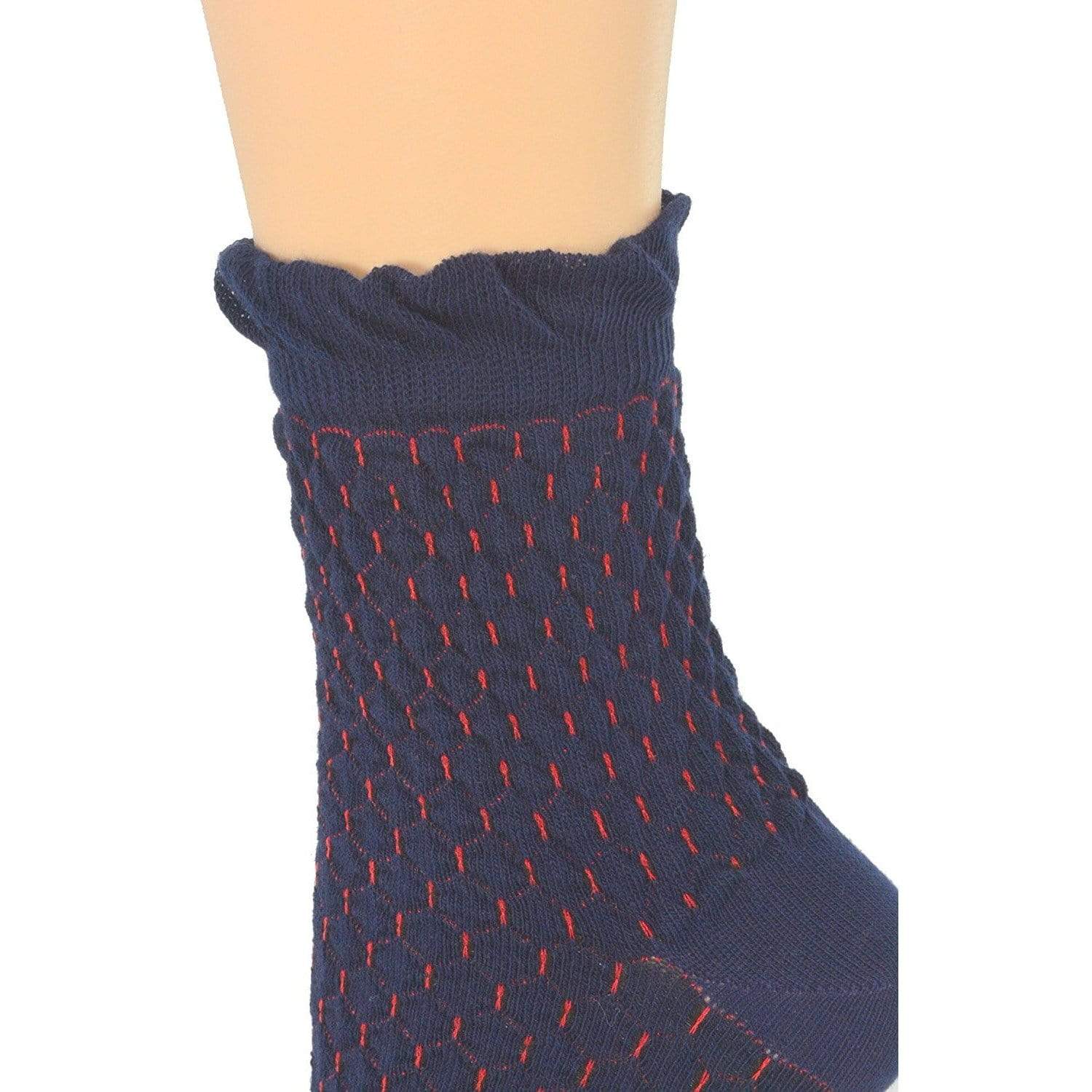 Sierra Socks Cotton Small Diamond Pattern Quarter High Women's 3 Pair Pack Socks W510U