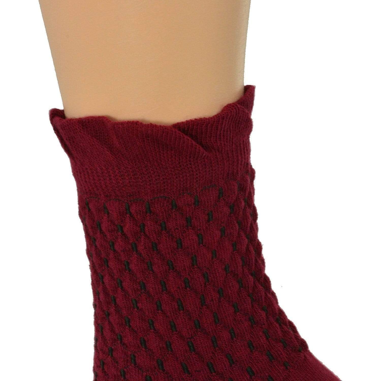 Sierra Socks Cotton Small Diamond Pattern Quarter High Women's 3 Pair Pack Socks W510U