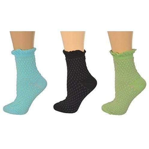 Sierra Socks Cotton Small Diamond Pattern Quarter High Women's 3 Pair Pack Socks W510U