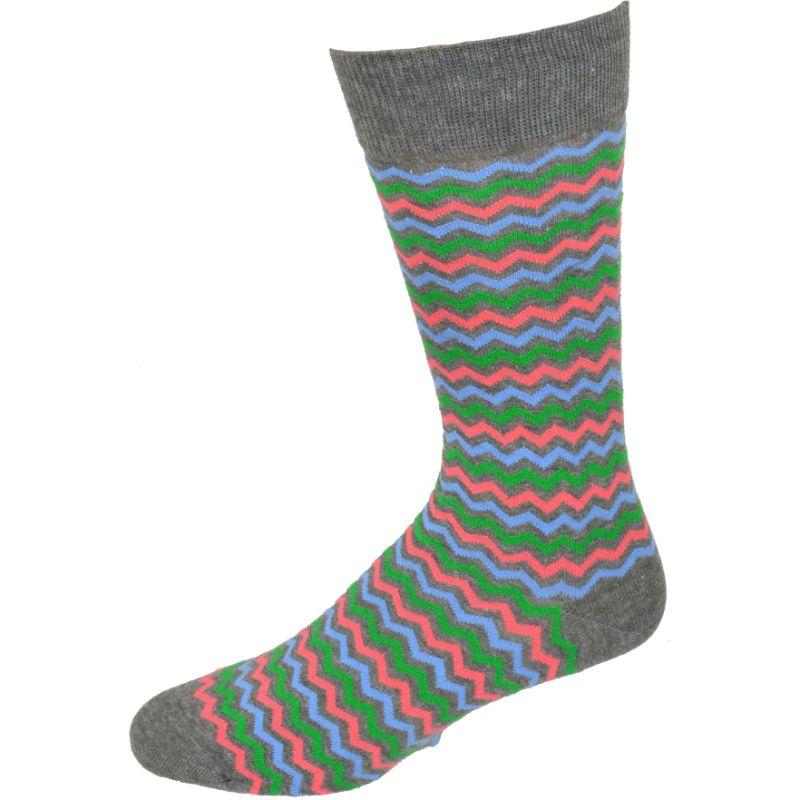 Ocean Wave Pattern Combed Cotton Socks M7100
