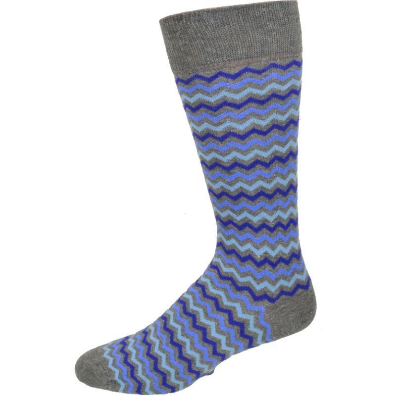 Ocean Wave Pattern Combed Cotton Socks M7100