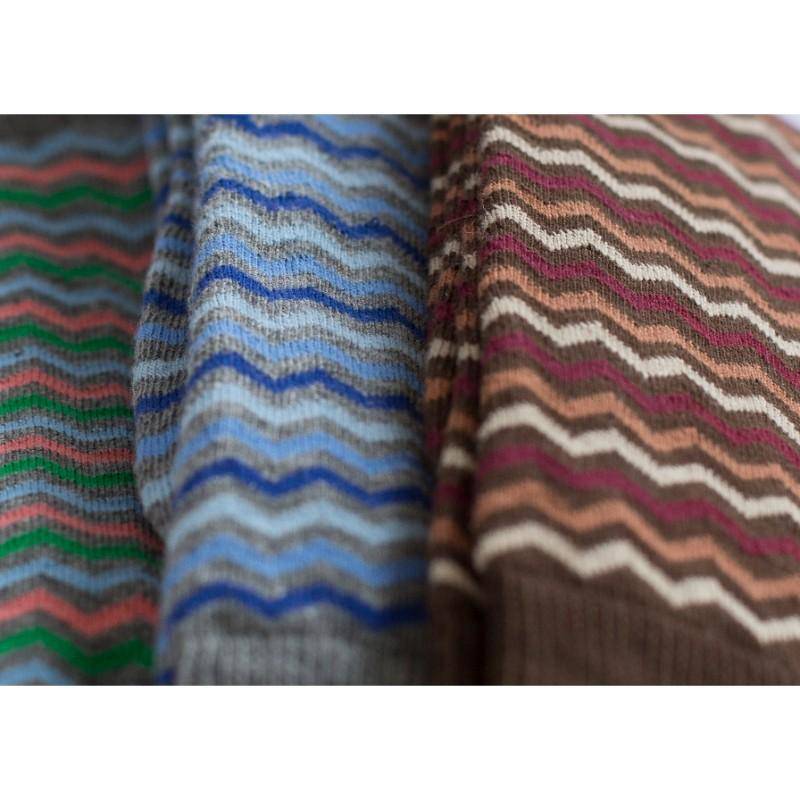Ocean Wave Pattern Combed Cotton Socks M7100