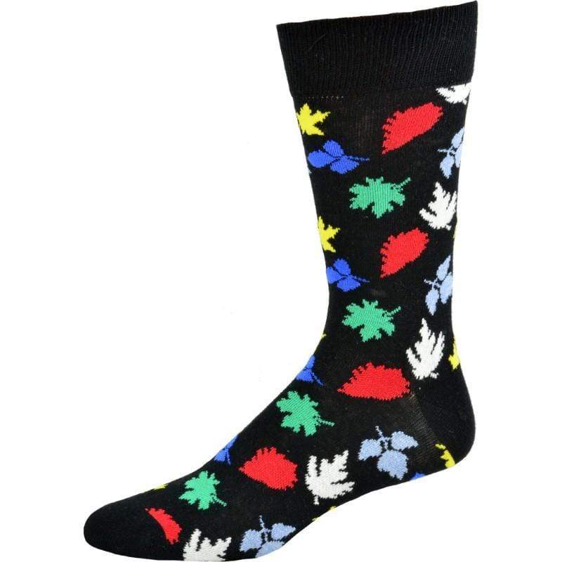 Leaf Pattern Crew Cotton Socks M22229