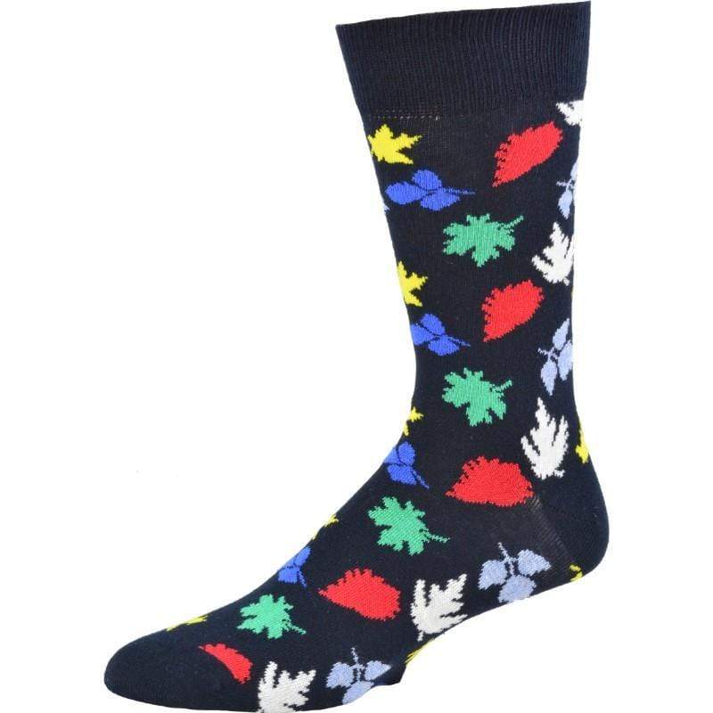 Leaf Pattern Crew Cotton Socks M22229
