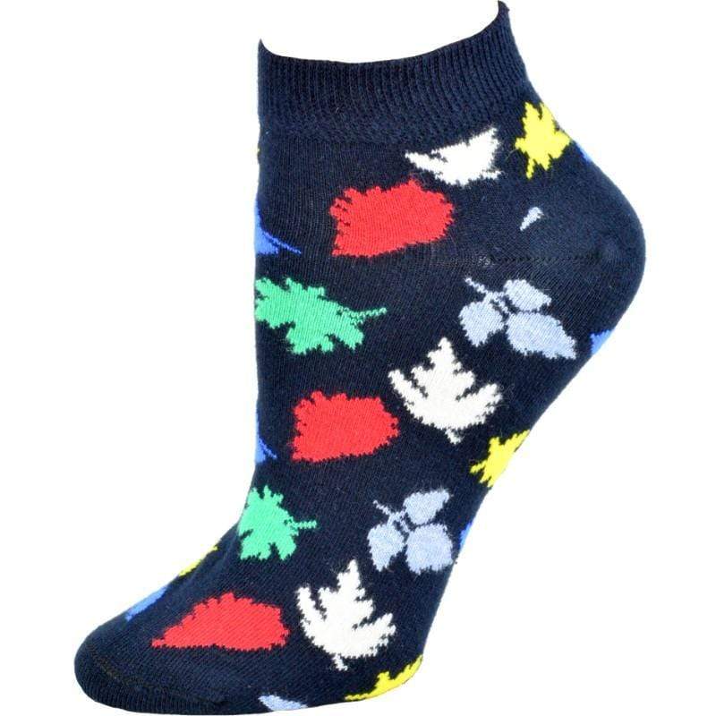 Sierra Socks Womens' Colorful Socks, Leaf Pattern Combed Cotton Ankle Socks
