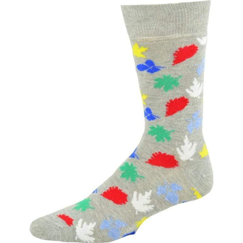 Leaf Pattern Crew Cotton Socks M22229