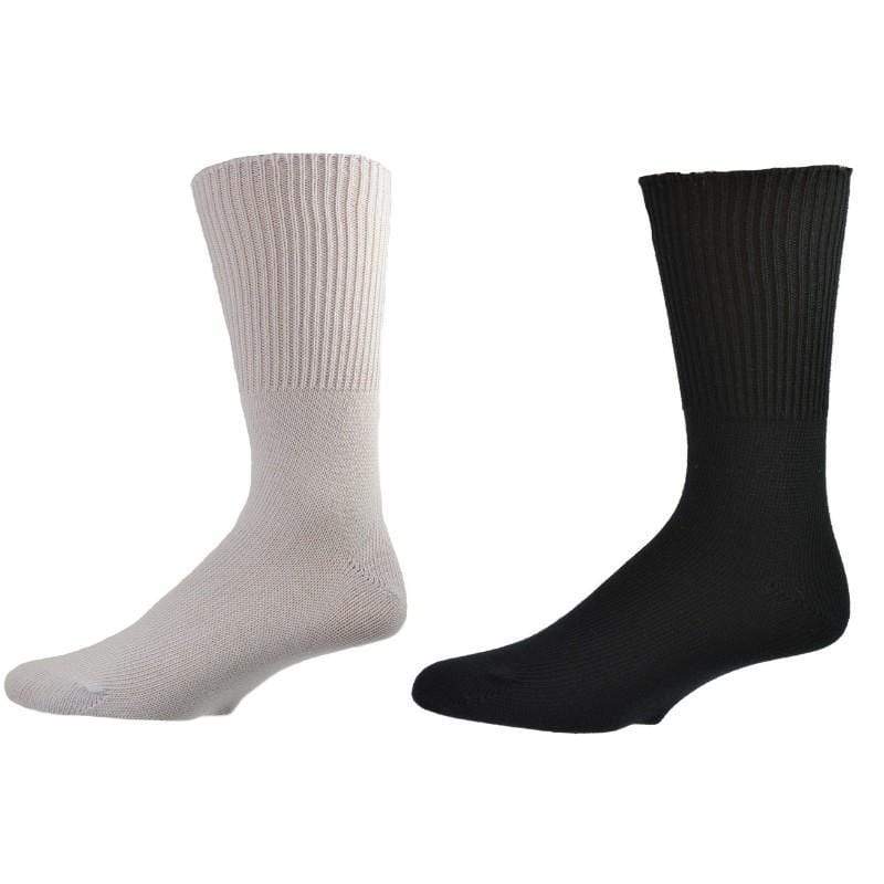 Health Diabetic Wide Calf Cotton Crew Men's Socks 2 pair pack M6500