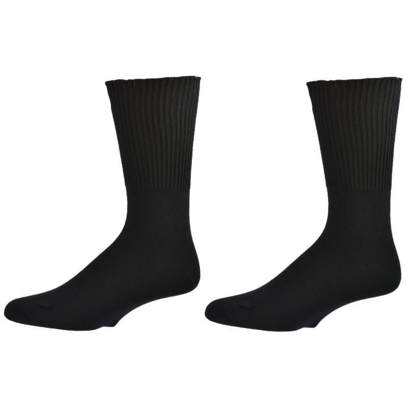 Health Diabetic Wide Calf Cotton Crew Men's Socks 2 pair pack M6500