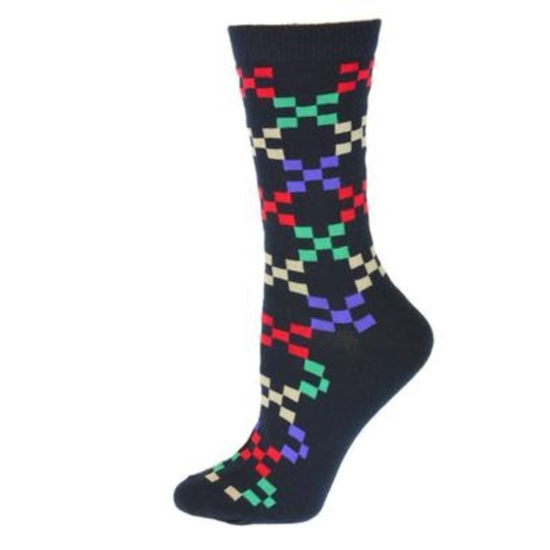 Geometric Pattern Cotton Crew Socks W221SQ