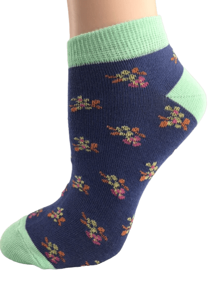Floral Pattern Ankle Low Cut 2-pair Pack & 4-pair Pack Cotton Socks