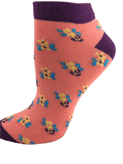Floral Pattern Ankle Low Cut 2-pair Pack & 4-pair Pack Cotton Socks