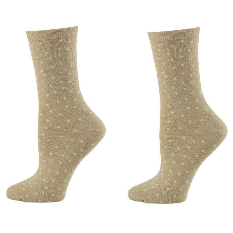Dot pattern Crew (Mid calf) 2 PR. Pack Cotton Socks W157