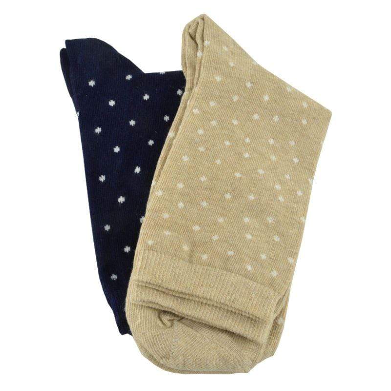 Dot pattern Crew (Mid calf) 2 PR. Pack Cotton Socks W157