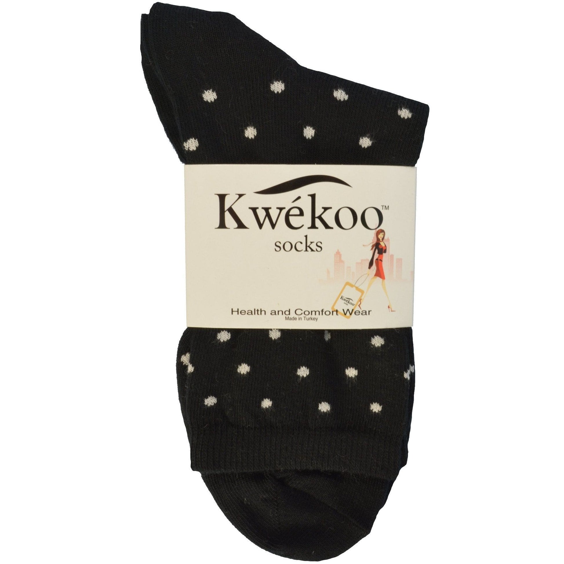 Dot pattern Crew (Mid calf) 2 PR. Pack Cotton Socks W157