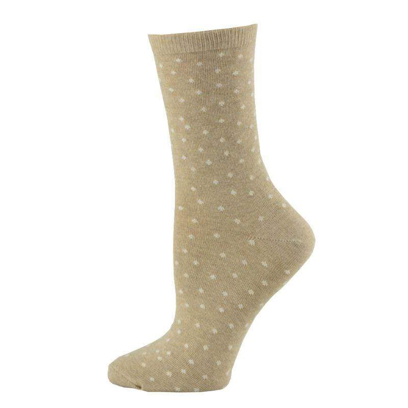 Dot pattern Crew (Mid calf) 2 PR. Pack Cotton Socks W157