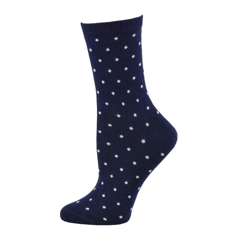 Dot pattern Crew (Mid calf) 2 PR. Pack Cotton Socks W157