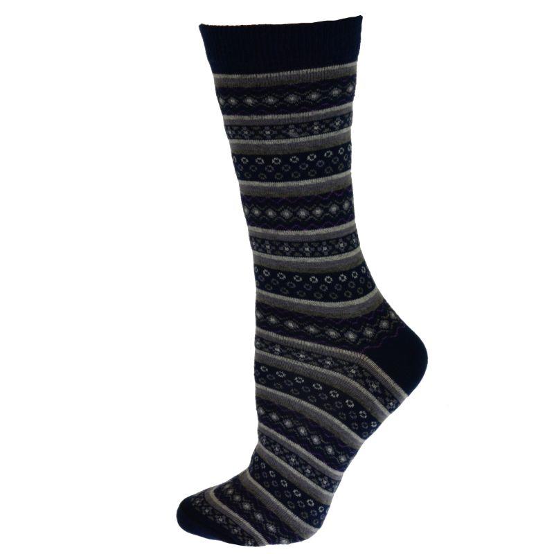 Flower pattern cotton crew (Mid-calf) socks 2-Pair Pack