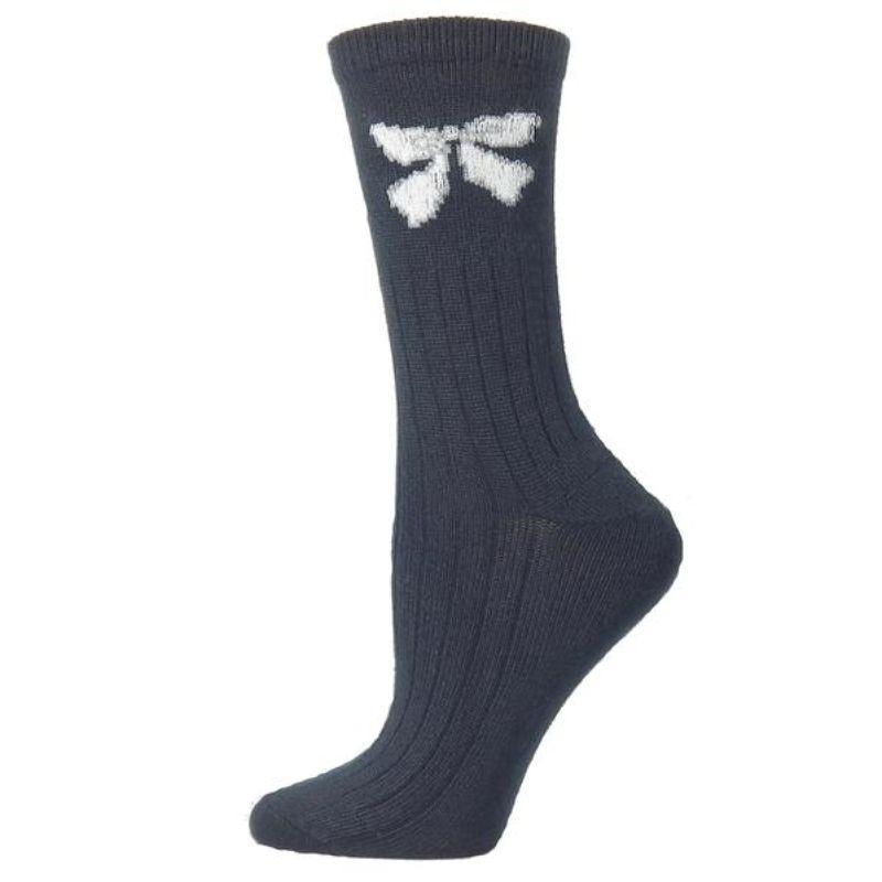 Bow pattern Hi-Bulk Acrylic Crew Women's Socks