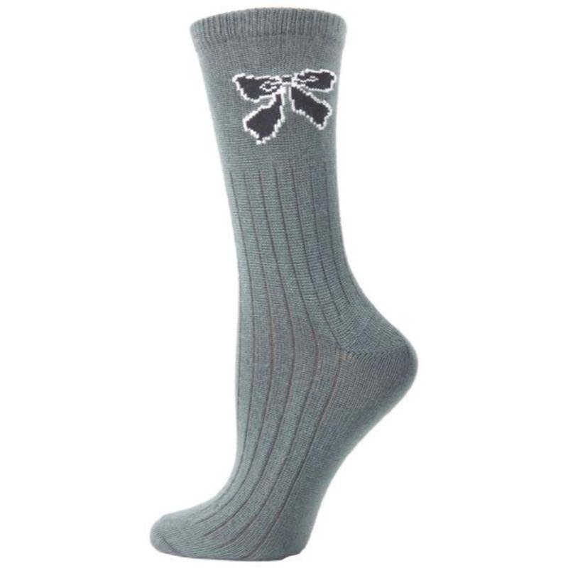 Bow pattern Hi-Bulk Acrylic Crew Women's Socks