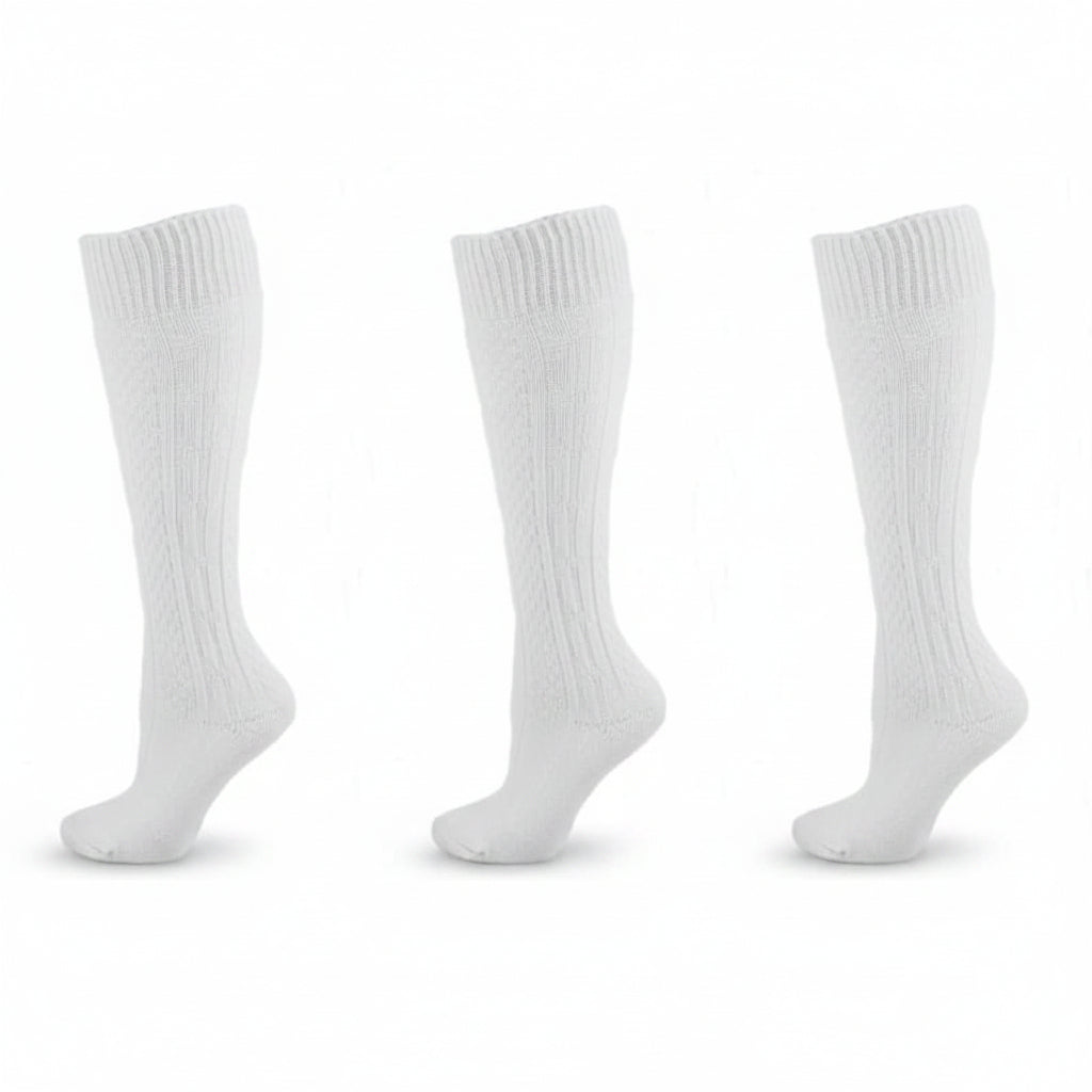 Classic Cable Knit Acrylic Knee High Socks 3 Pair Pack