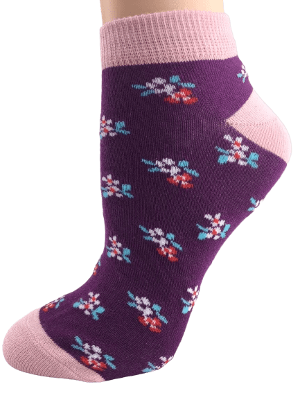 Floral Pattern Ankle Low Cut 2-pair Pack & 4-pair Pack Cotton Socks