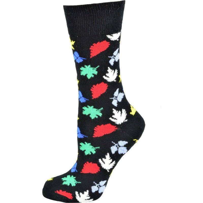 Leaves Pattern Cotton Crew Socks W22229