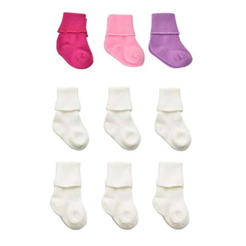 Newborn Baby Girl Cotton Turn Cuff Bootie 9 Pair Pack U78D