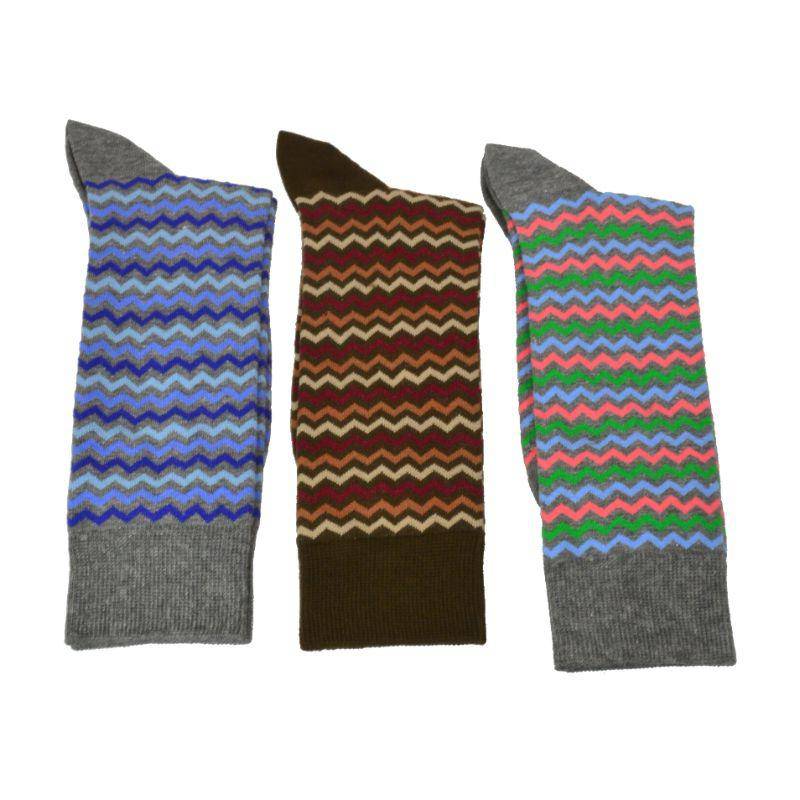 Ocean Wave Pattern Combed Cotton Socks M7100