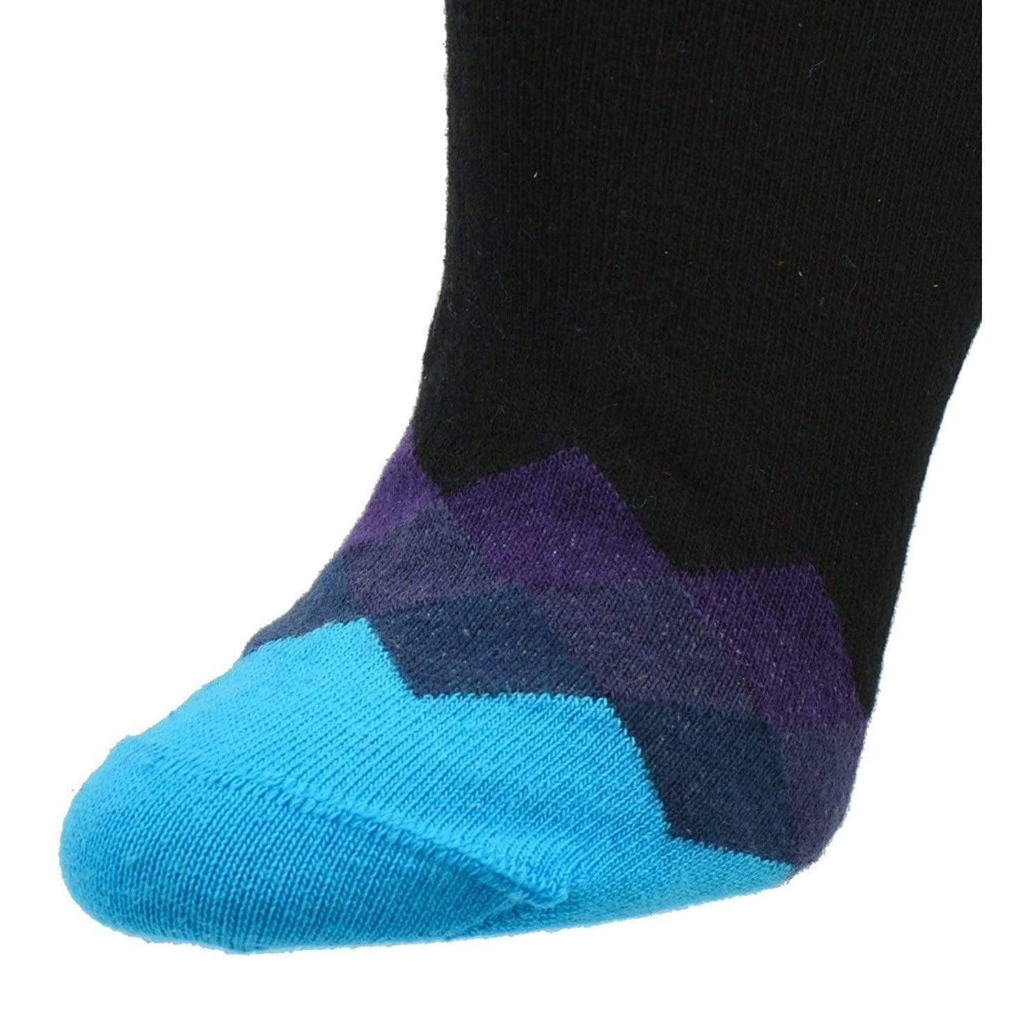 Sierra Socks Women's Cotton Diamond Contrast Toe Dress Casual Crew