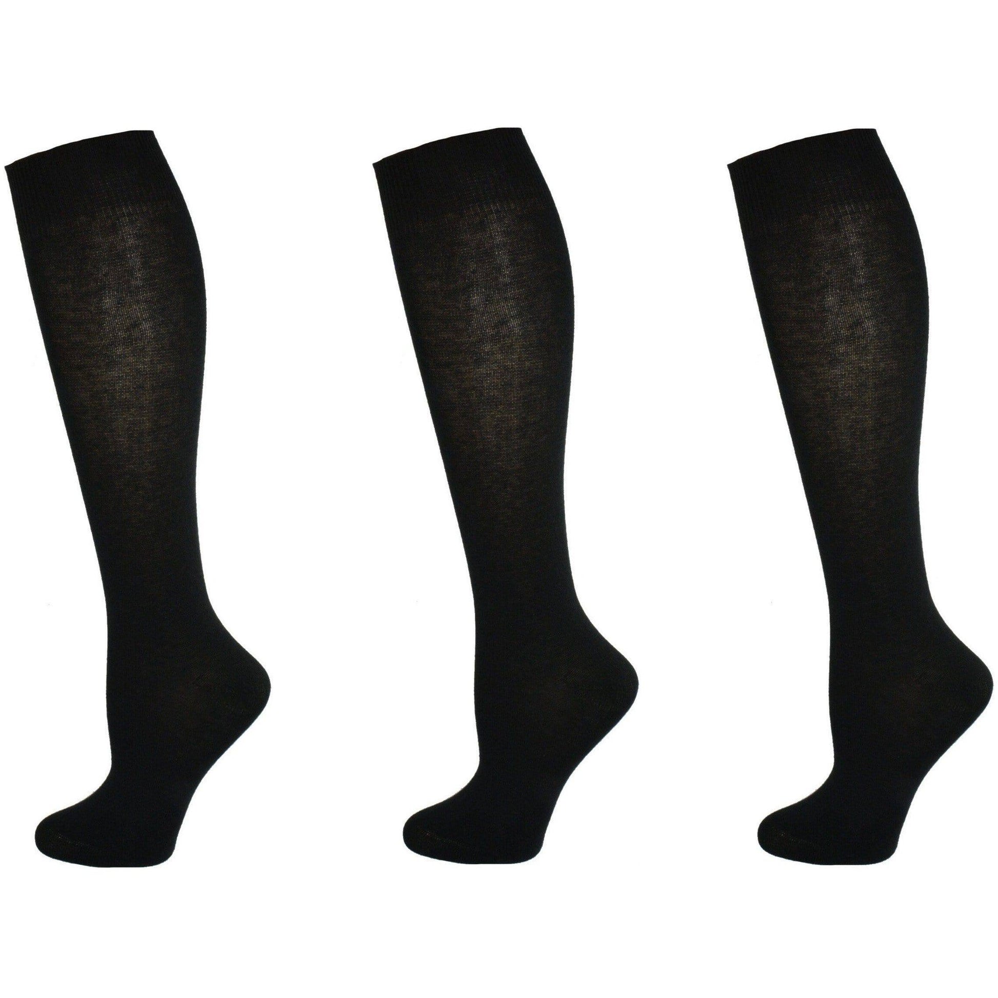 Classic Flat Knit Combed Cotton Knee High Socks 3 pair pack G7200