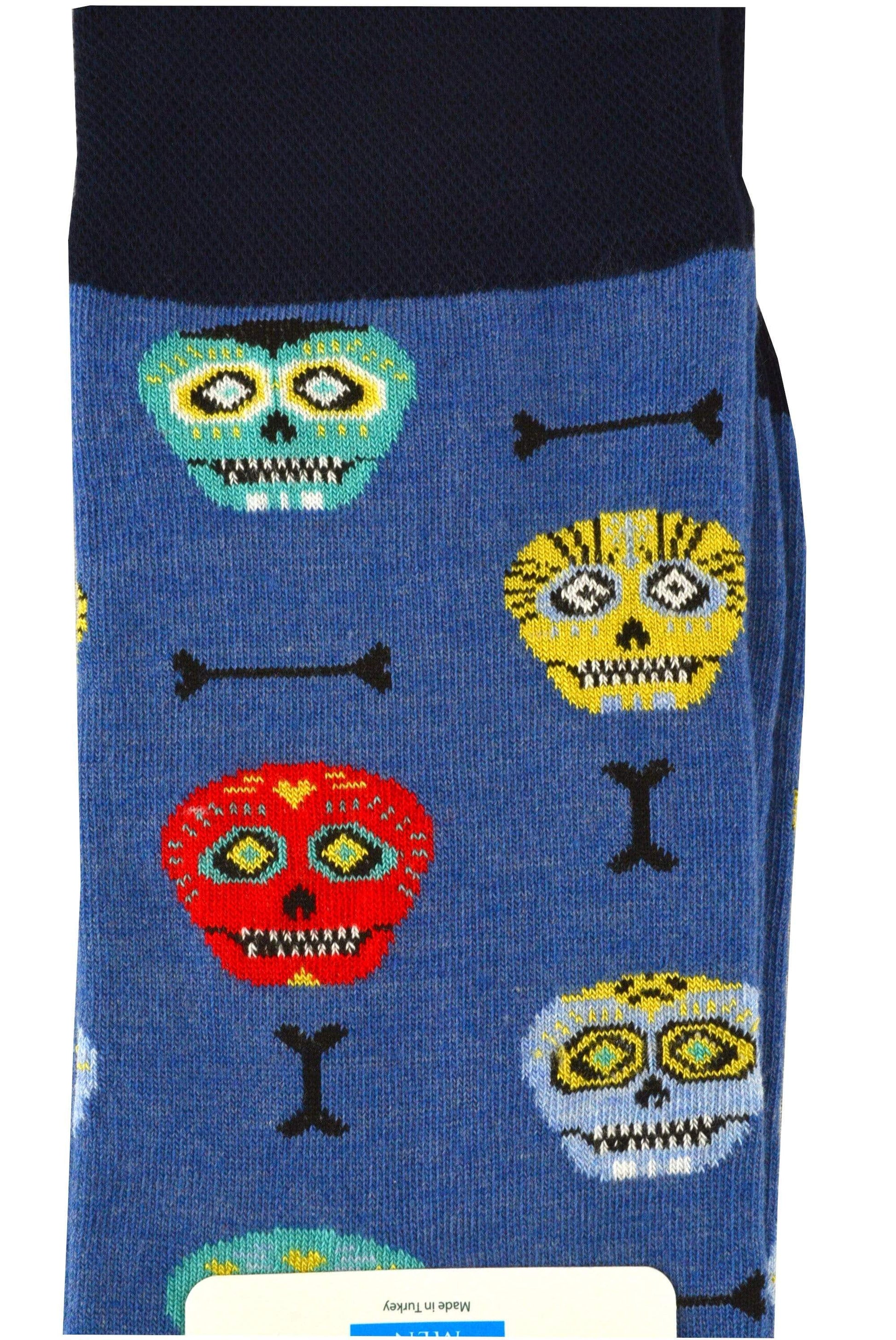 Skeleton and Bone Design Colorful Smooth Toe Men Crew Socks M7753