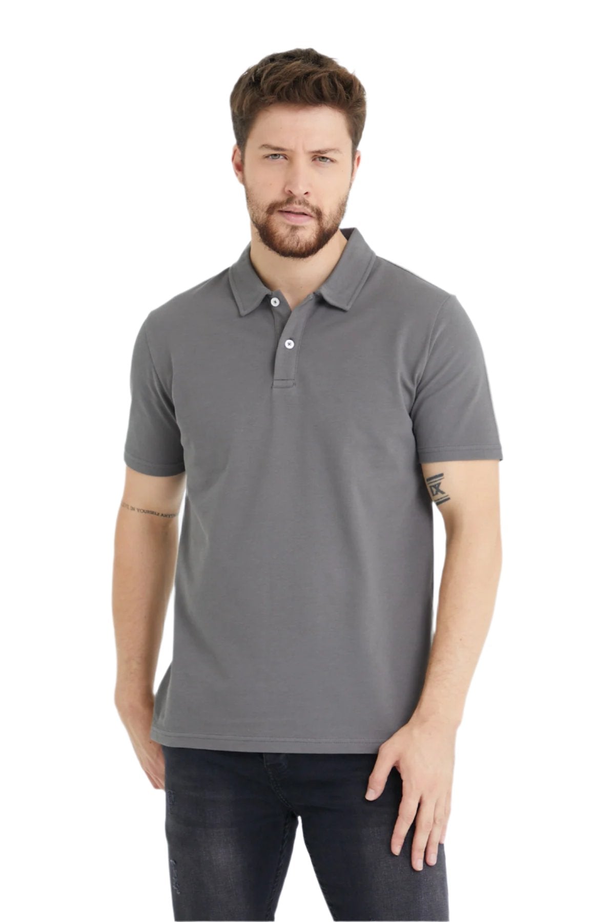 Men's Polo Performance Quick Soft 2-Button Solid Short Sleeve Cotton T-Shirt