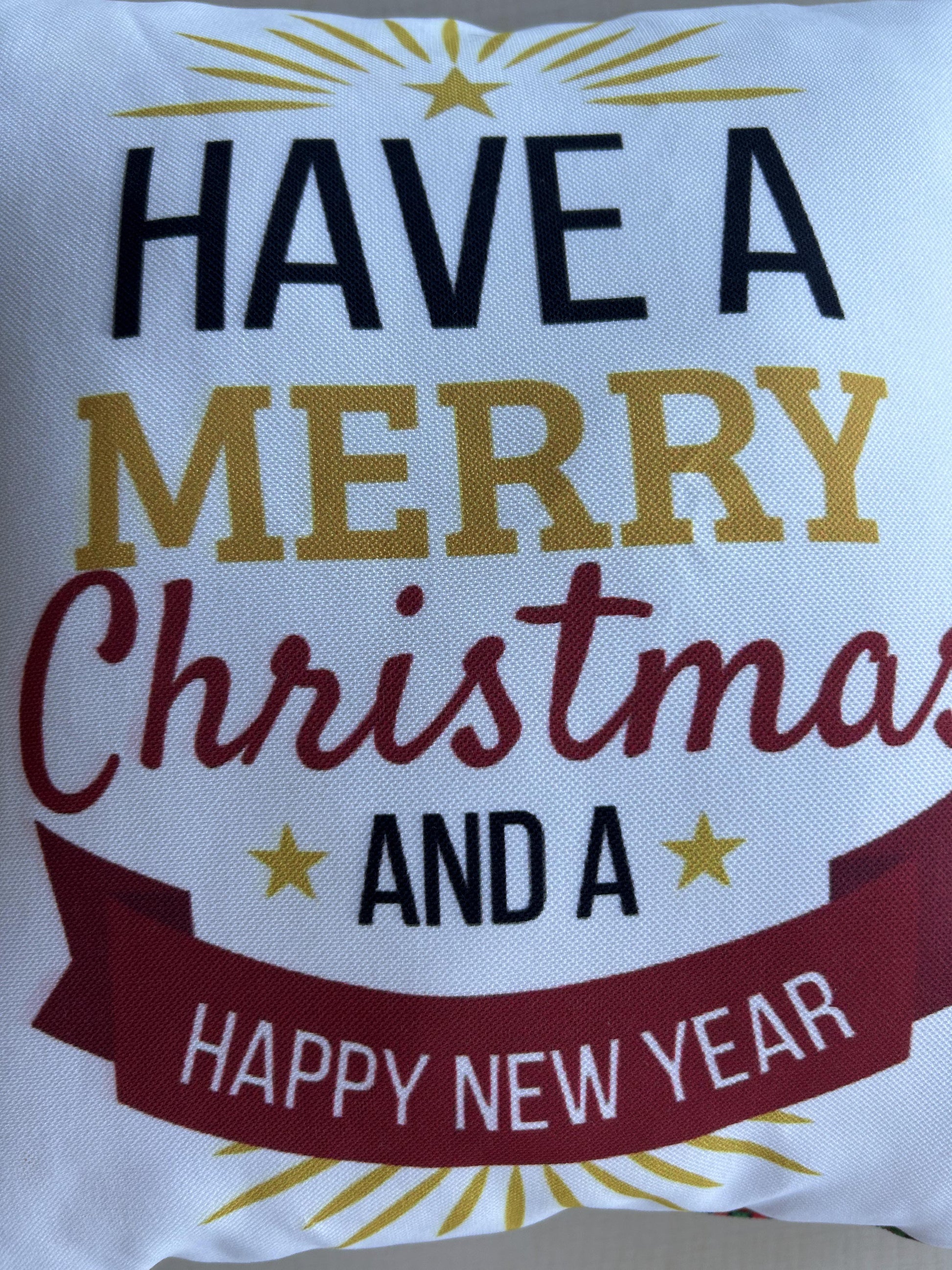 Christmas Pillow Cover, New Year Pillow Cover, Holiday Greetings Pattern Pillow Cover, Square 17"x17" - Wear Sierra