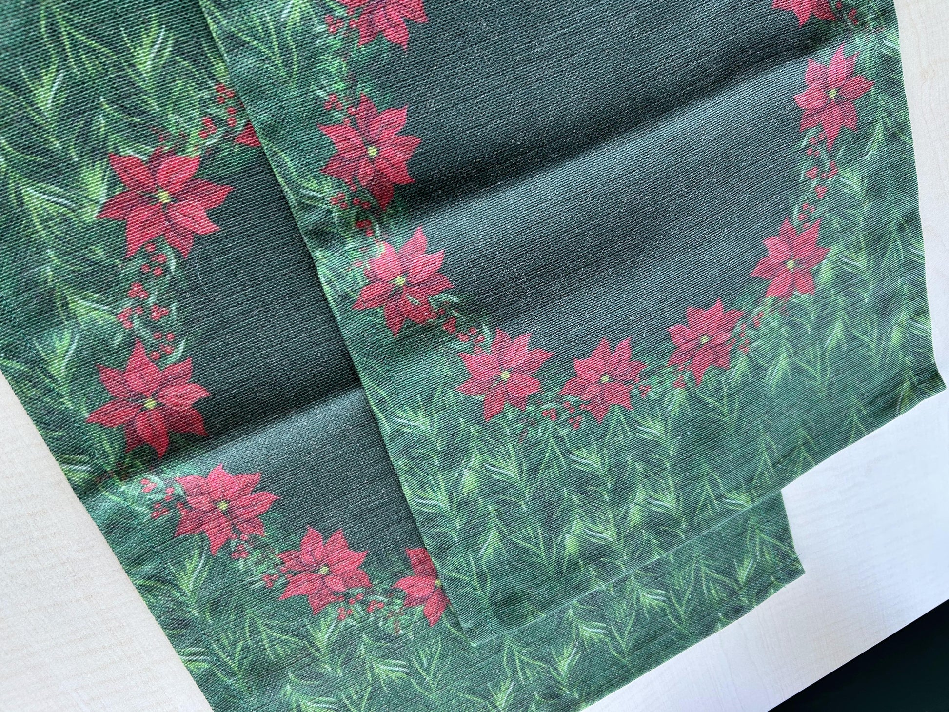 Holiday Themed Poinsettia Flower Pattern Placemat Set of 2, Rectangle, 13" x 19" - Wear Sierra