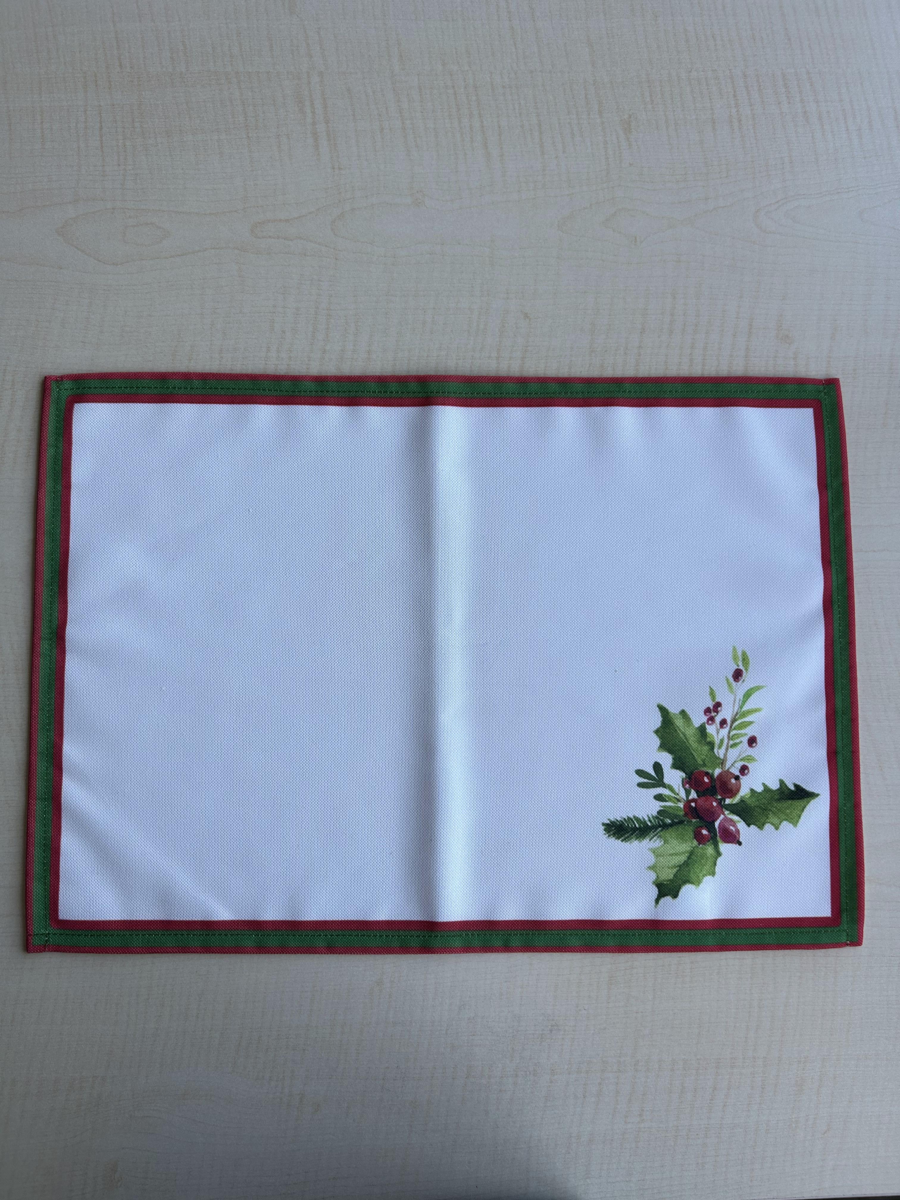 Holly Berry and Greenery Pattern Placemat, Holidays, Christmas, Set of 2 - Wear Sierra