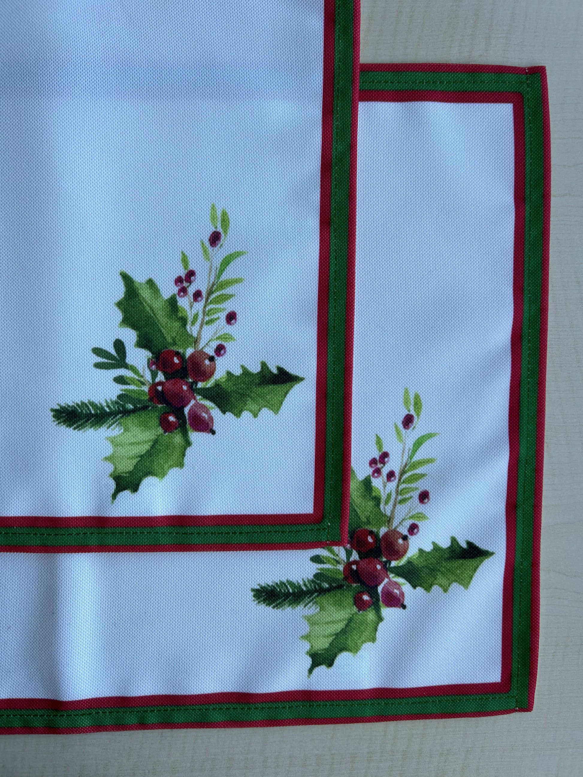 Holly Berry and Greenery Pattern Placemat, Holidays, Christmas, Set of 2 - Wear Sierra