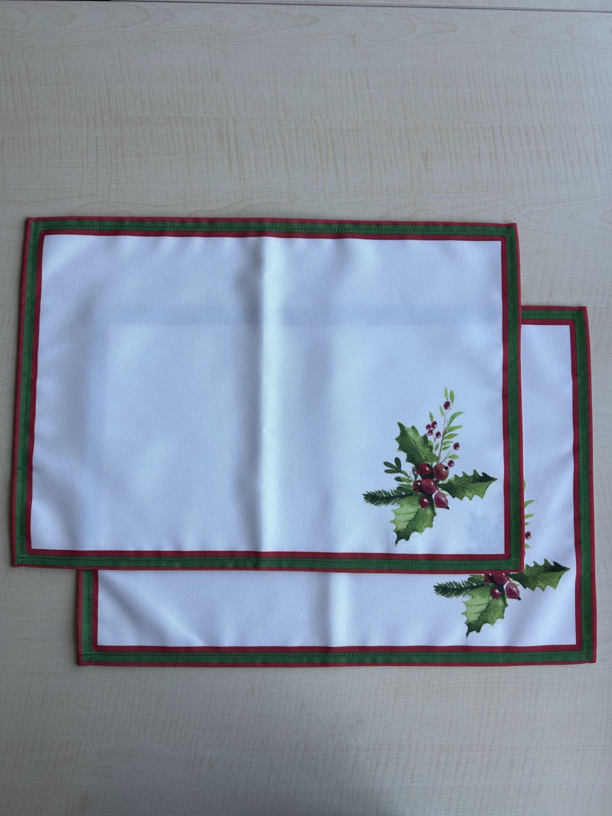Holly Berry and Greenery Pattern Placemat, Holidays, Christmas, Set of 2 - Wear Sierra