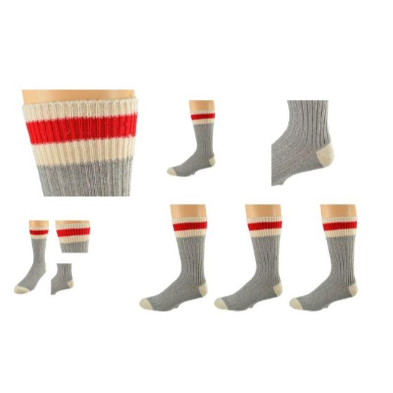 Wool Striped Boot Work Men's 3 Pair Pack Socks M6400