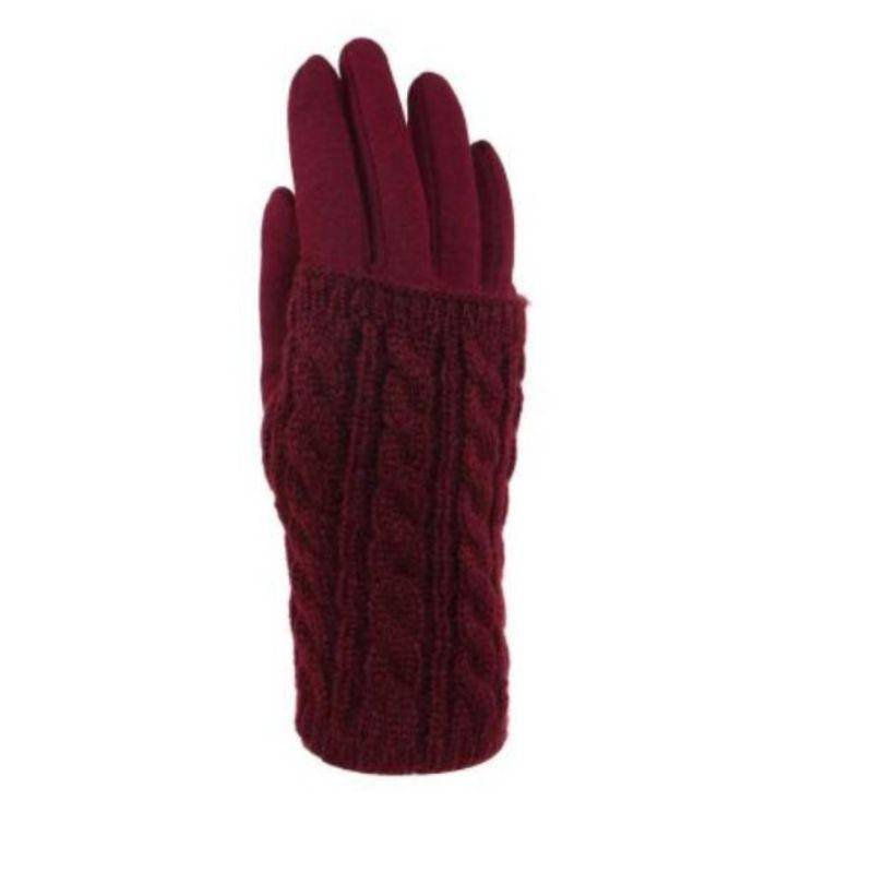 Women's Gloves - Big Girls Cable Fashion Design Touch Screen and Texting Two Pieces Gloves