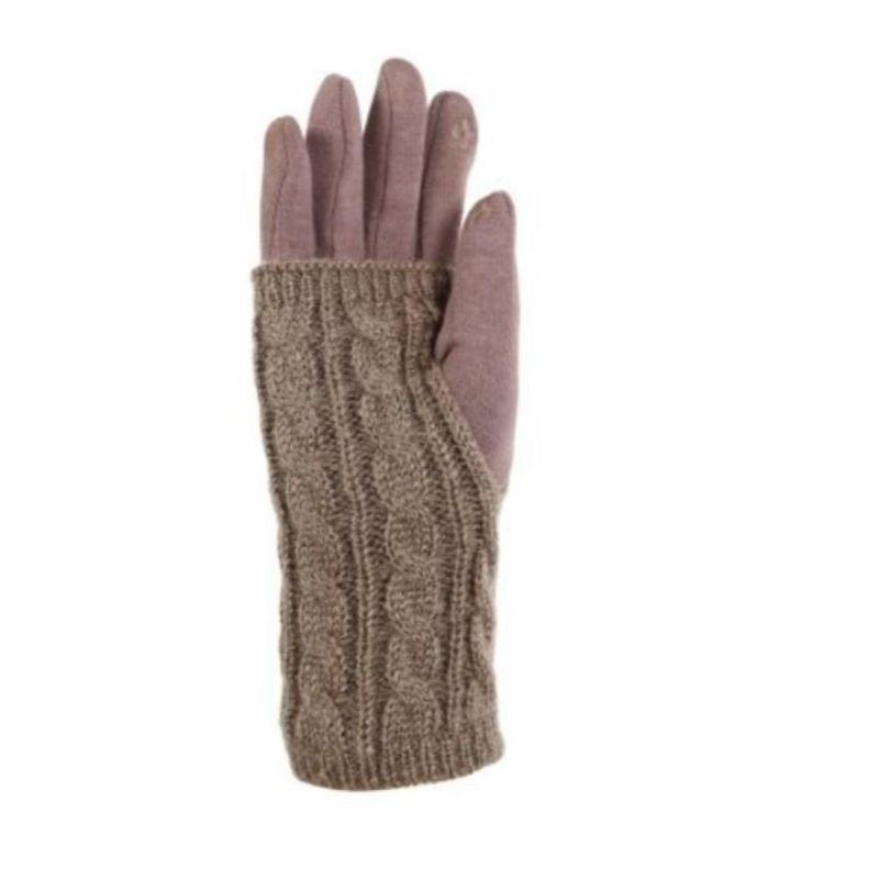 Women's Gloves - Big Girls Cable Fashion Design Touch Screen and Texting Two Pieces Gloves