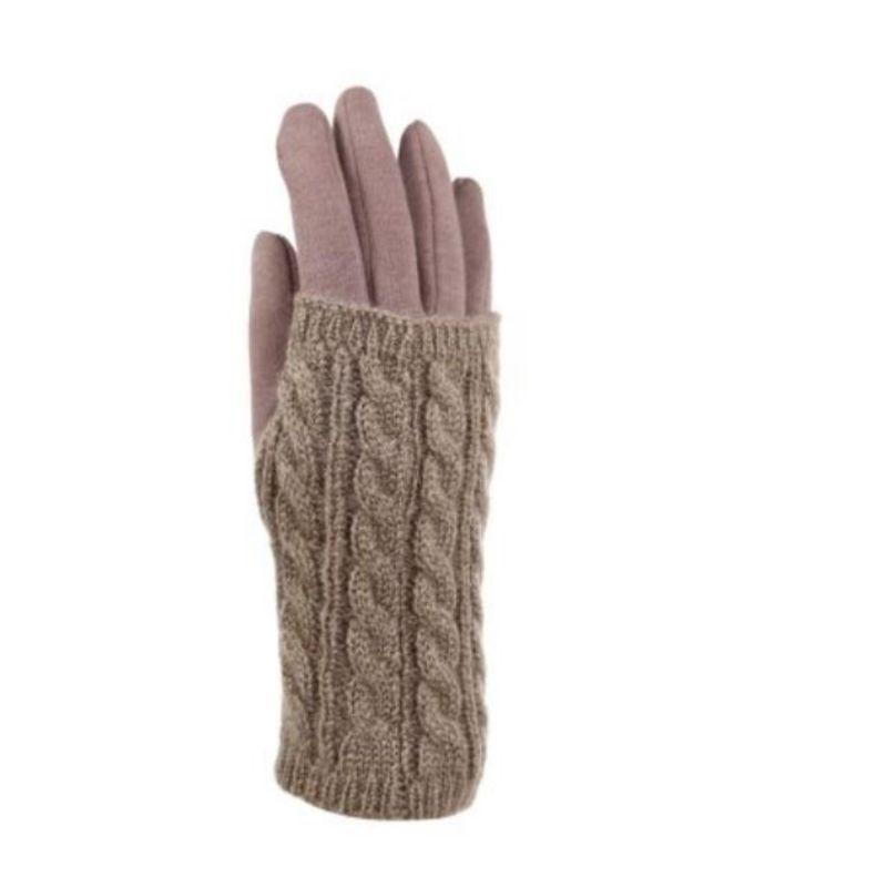 Women's Gloves - Big Girls Cable Fashion Design Touch Screen and Texting Two Pieces Gloves