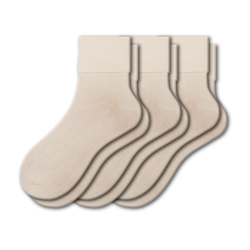Turn Cuff Organic Cotton Seamless Toe 3 pair Pack W1211