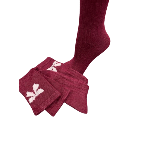 Bow pattern Hi-Bulk Acrylic Knee-Hi Women's Socks W3619KH