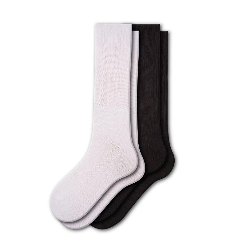 Health Diabetic Wide Calf Cotton Crew Men's Socks 2 pair pack M6500
