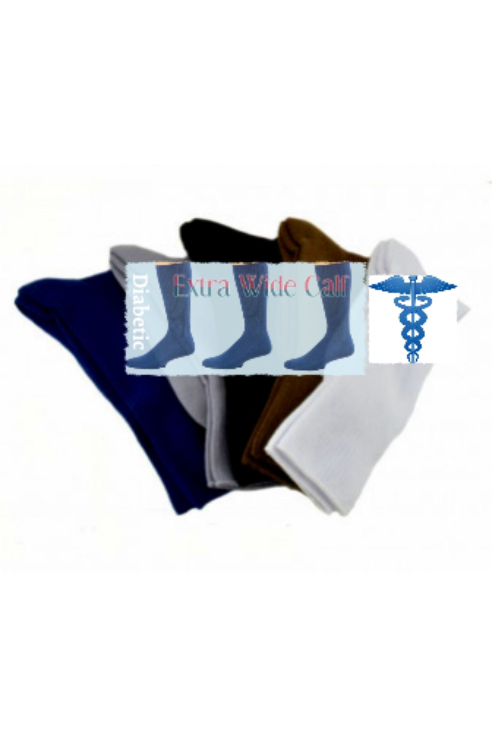 Health Diabetic Wide Calf Cotton Crew Men's Socks 2 pair pack M6500