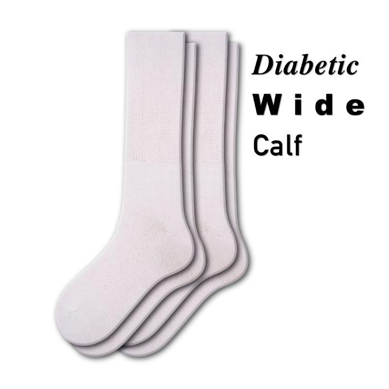 Health Diabetic Wide Calf Cotton Crew Men's Socks 2 pair pack M6500