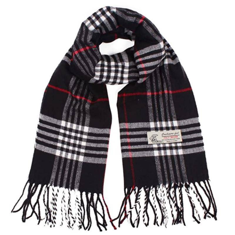 Men's and Women's Unisex Plaid Cashmere Feel Scarf, Oversized Scarves, Softer than Cashmere features, Size 72"X12"