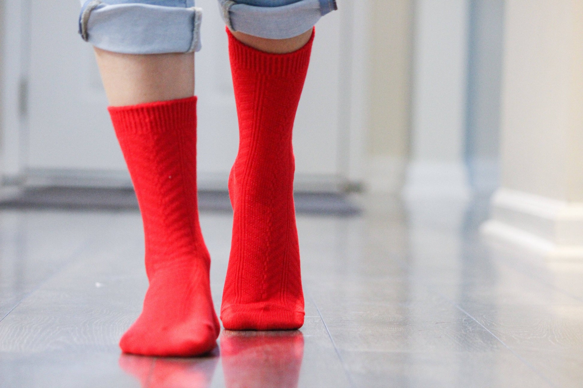 Chevron Pattern Medium Thick Bamboo Crew Socks 3 pair pack