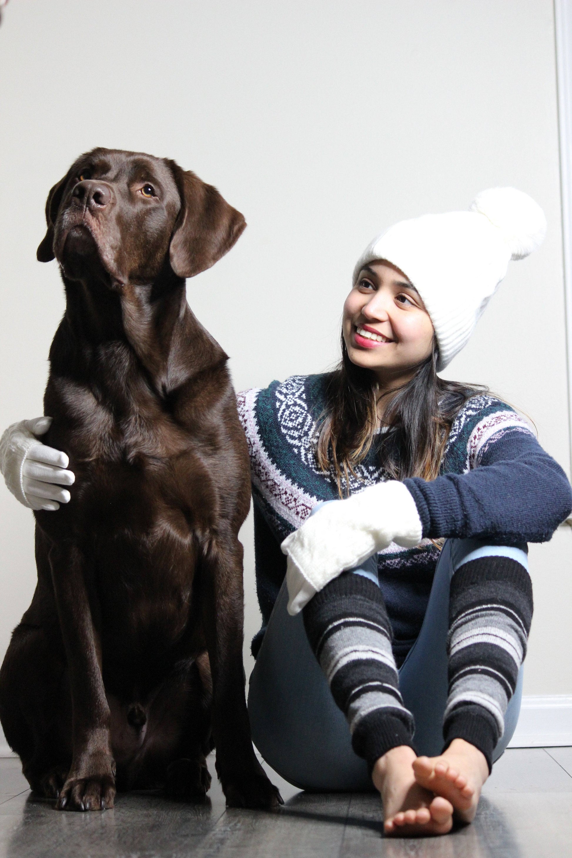 Women's Gloves - Big Girls Cable Fashion Design Touch Screen and Texting Two Pieces Gloves